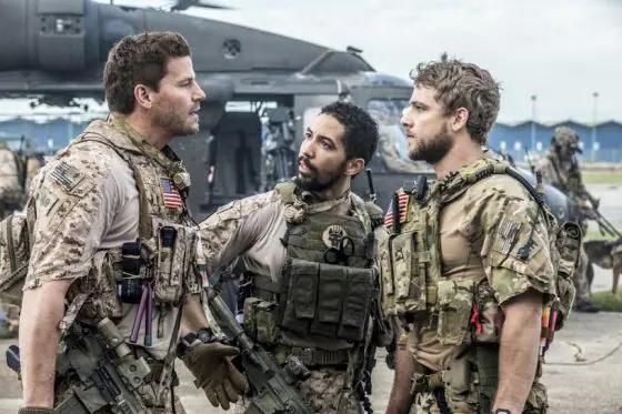 SEAL TEAM stars David Boreanaz (left), as Jason Hayes, in a military drama that follows the professional and personal lives of the most elite unit of Navy SEALs as they train, plan and execute the most dangerous, high stakes missions our country can ask of them. His tight-knit SEAL team includes Ray (Neil Brown Jr., center), and Clay Spenser (Max Thieriot, right). This fall, SEAL TEAM will be broadcast Wednesdays (9:00-10:00 PM, ET/PT) on the CBS Television Network. Photo: Skip Bolen/CBS ÃÂ©2017 CBS Broadcasting, Inc. All Rights Reserved