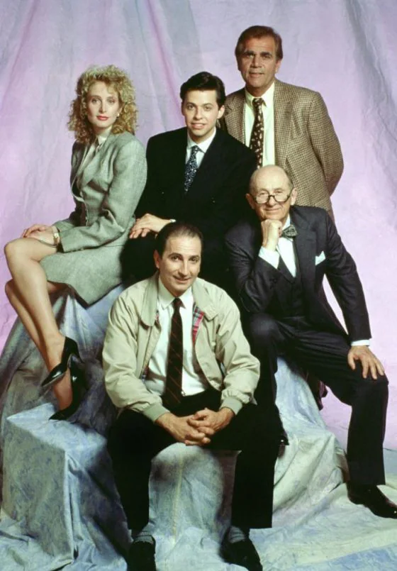THE FAMOUS TEDDY Z, (clockwise from top left): Jane Sibbett, Jon Cryer, Alex Rocco, Milton Selzer, Tom LaGrua, 1989-90, © ELP Communications