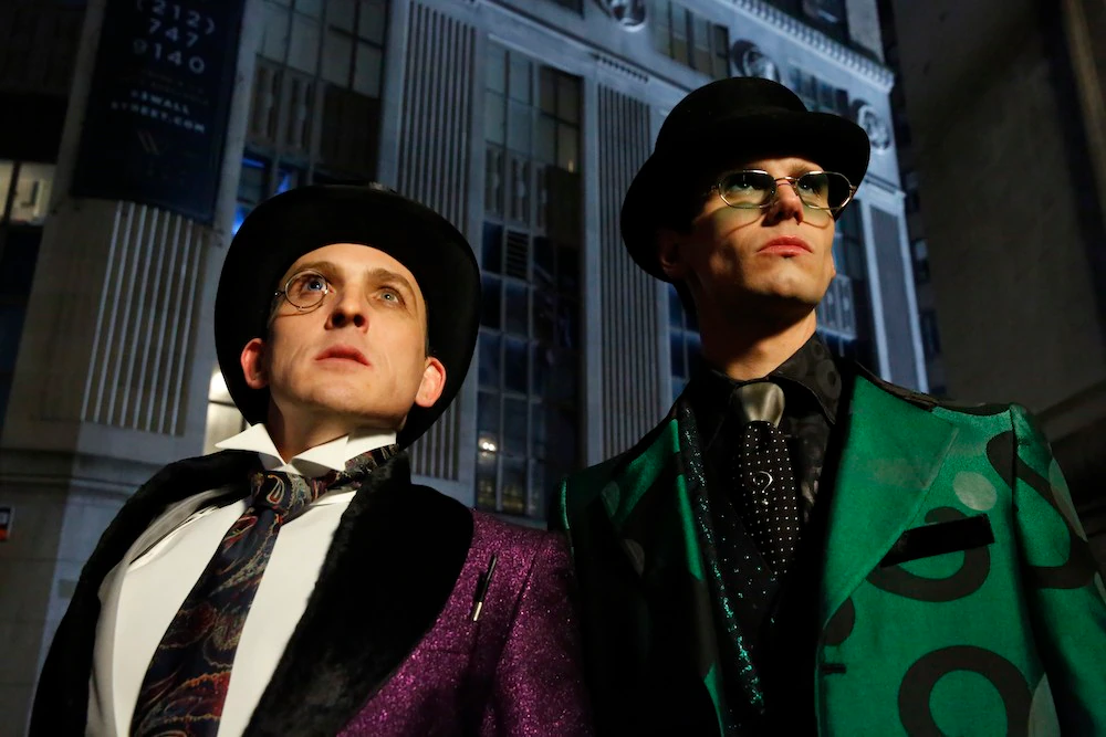 GOTHAM: L-R: Robin Lord Taylor and Cory Michael Smith in the "The Beginning..." series finale episode of GOTHAM airing Thursday, April 25 (8:00-9:00 PM ET/PT) on FOX. ©2019 Fox Media LLC Cr: FOX